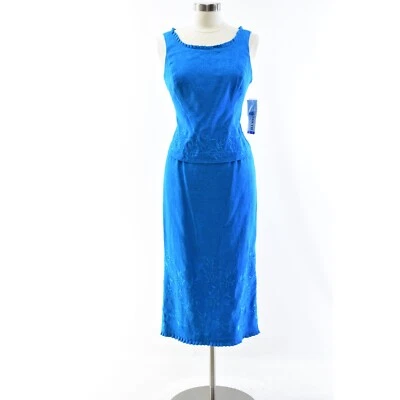 Conjunto Falda Plaza South Petites Azul Pavo Real Bordada Midi Top 10P Foto 1 de 4