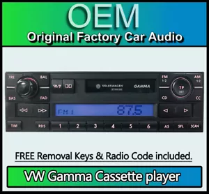 VW Transporter T4 Gamma Cassette player radio, Volkswagen stereo with radio code - Picture 1 of 3