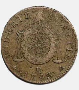 VF France 2 Sols 1793 R (Orléans) Bronze coin Revolution Era Coin - Picture 1 of 3