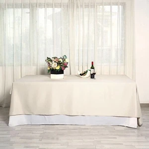 Beige Polyester 90x132" Rectangle TABLECLOTHS Wedding Party Supplies Linens - Picture 1 of 8