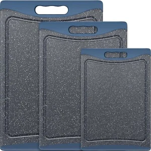 Extra Large Plastic Cutting Board Set of 3 with Juice Grooves & Handles, Blue - Picture 1 of 7
