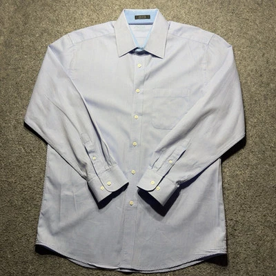 Camisa de vestir XMI platino para hombre 16,5 34/35 azul manga larga abotonada 100 % algodón Foto 1 de 4