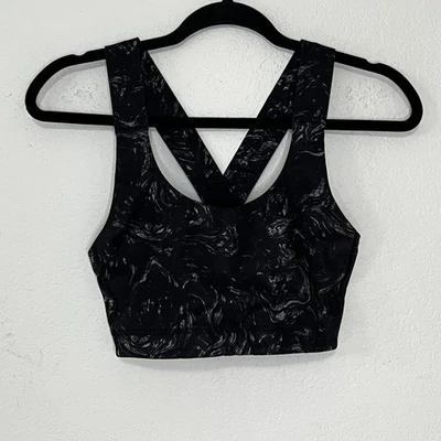 Lululemon Women's Size 10 Sports Top Racerback Athletic Bra Workout Black Marble - Image 1 of 4