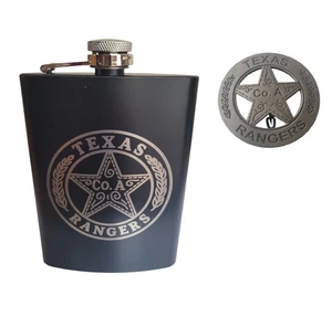 Western Texas Rangers Co. A Badge & Stainless Steel 8oz. Hip Pocket Flask Set - Picture 1 of 9