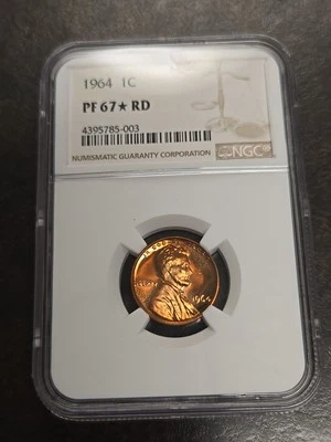 1964 NGC PF67*RD Lincoln Cent 1c US Proof Penny PF-67* RD Star VERY NICE - Image 1 of 4