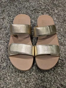 Fitflop Womens Lulu Adjustable Slides Gold Slide Sandals Size 6  - Picture 1 of 5