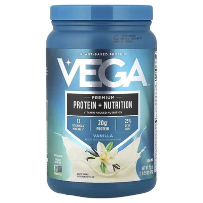 Proteína de origen vegetal, proteína premium + nutrición, vainilla, 1 lb 5,9 oz (619 g) Foto 1 de 2