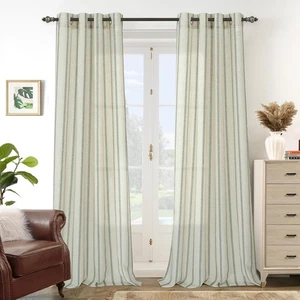 XTMYI Leinen Baumwolle Vorhänge für Wohnzimmer 52"x84" Zoll lang Loden grün - Bild 1 von 8