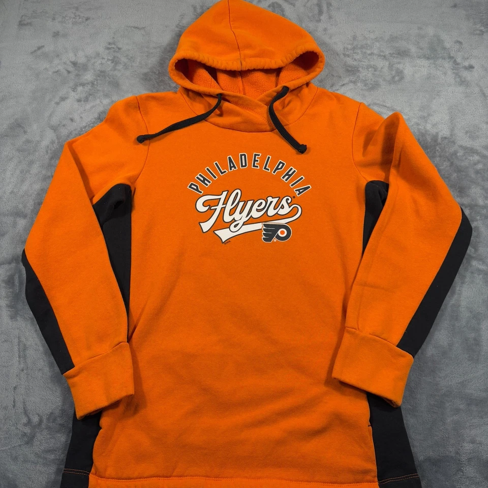 Vintage Philadelphia Flyers Hoodie Womens Medium Orange Fanatics Ice Hockey NHL - Image 1 of 4