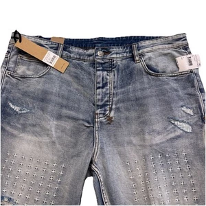 Pantalones de mezclilla Ksubi Chitch ++ ajustados pierna cónica botón destrozado mosca para hombre talla 40x34 nuevos con etiquetas - Imagen 1 de 21