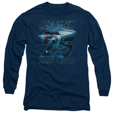 Star Trek Enterprise 25 Mens Long Sleeve Shirt Navy Officially Licensed - Image 1 of 4