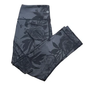 Lululemon Align Crop Leggings Size 6 Black Floral Print Yoga Pants - Picture 1 of 5