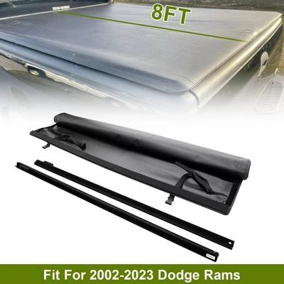8FT Long Bed For 2002-2023 Dodge Ram 3500 1500 2500 Soft Roll Up Tonneau Cover Foto 1 de 4