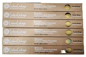 WaxWrap Beeswax Organic Cotton Food Roll 15" x 47" | 38cm x 120cm, 6 Rolls - Picture 1 of 9