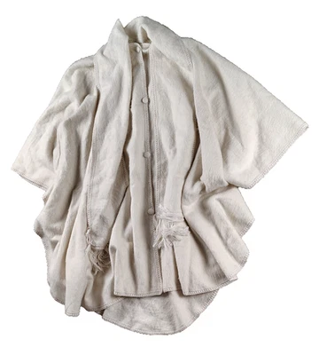 Alpaca Diana Peru Cape Attached Scarf Button Up Fringe Wool Poncho Vintage Cloak - Image 1 of 4
