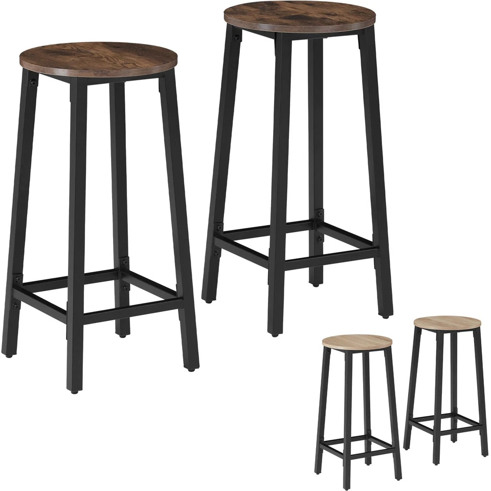 2er Set Barhocker Barstühle Tresenhocker rund Retro Vintage Industrial schwarz - Bild 1 von 1