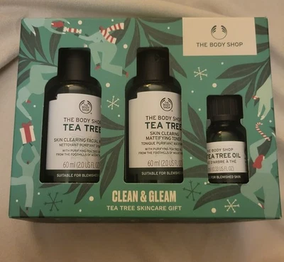 Juego de regalo para el cuidado de la piel The Body Shop Clean & Gleam Tea Tree difícil de encontrar Foto 1 de 3