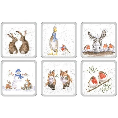 Pimpernel Wrendale Designs Christmas Coasters Set of 6 Gift Boxed - Image 1 of 4