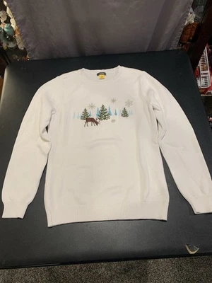 Cabelas Mujer Suéter Talla Pequeña Blanco Con Ciervo Alce Caribú Navidad Suéter Foto 1 de 4