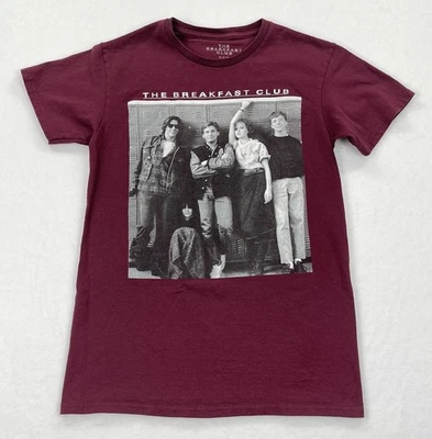 Camiseta de algodón manga corta con gráfico de dos caras borgoña pequeña Breakfast Club para hombre Foto 1 de 4