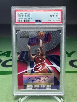 2003-04 Finest Chris Bosh Rookie RC AUTO #157 PSA 8 - Toronto Raptors - Image 1 of 2