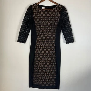 ANNE KLEIN BLACK LACE DRESS 3/4 SLEEVE ,STRETCH SIZE-4 - Picture 1 of 8
