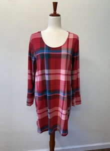 Soma Embraceable Sleepshirt Nachthemd Damen Größe L rot kariert cool Baumwolle Lounge - Bild 1 von 7