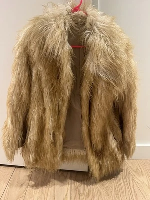 Chaqueta Peluda Beige Piel Sintética Boho Bohemia Glamour Moda Abrigo Foto 1 de 4