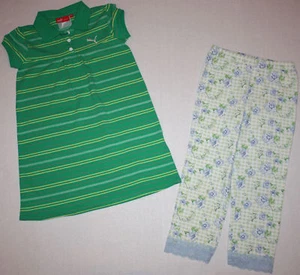 EUC Girls Puma Green Dress & Disney Leggings Size S - Picture 1 of 1