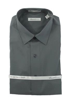 Camisa de vestir para hombre KENNETH COLE gris/gris a rayas SIN HIERRO 16 32/33 NUEVA CON ETIQUETAS NUEVA Foto 1 de 2
