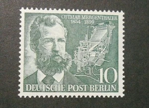 GERMANIA ,GERMANY, BERLIN 1954 " Ottmar Mergenthaler" 1V.  cpl set MH* - Imagen 1 de 1