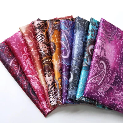 1 Meter X 1.48 Meter Vintage Paisley Fabric Silky Satin Print Material For Scarf - Bild 1 von 4