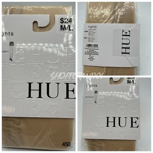 Hue Women's Backseam Sheer Tights with Detailed Sole Cream M/L - Picture 1 of 5