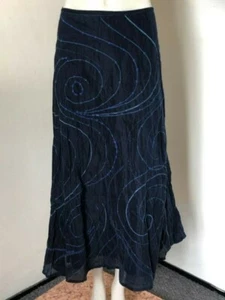 BNWT!! Navy & Blue Mix Swirl Pattern Lined Skirt - By Per Una At M&S - Size 14s - Picture 1 of 7