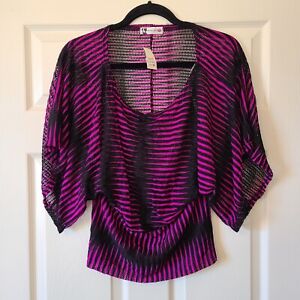 Body Central Mesh Batwing Sleeve 80s Style Top Womens Size Medium NWT