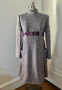 Vestido Vintage Años 60 Geoffrey Beene Púrpura Tweed Cintura Imperio - Imagen 1 de 7