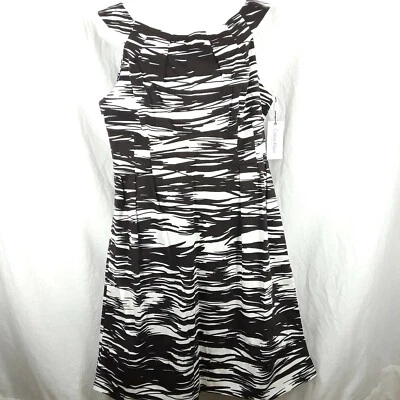 Vestido Calvin Klein Negro Café Blanco Sin Mangas Talla 14 Trabajo Carrera Nuevo con Etiquetas Foto 1 de 4