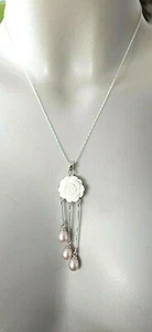 SILBER DESIGN ANHÄNGER / Silberkette ° 925 / 1000 ° NC °Rose / Perlen° Porzellan - Bild 1 von 12