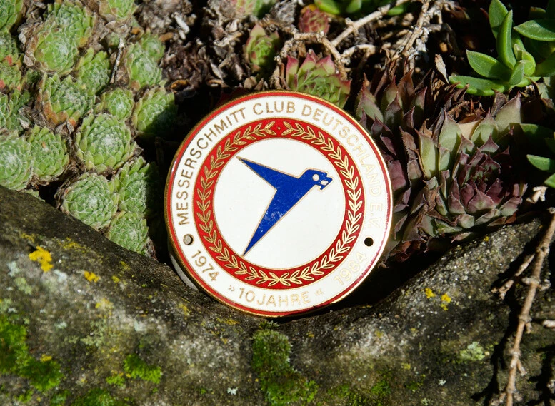 VINTAGE AUTOMOBILE RADIATOR CAR BADGE # MESSERSCHMITT CLUB GERMANY / DEUTSCHLAND - Image 1 of 2