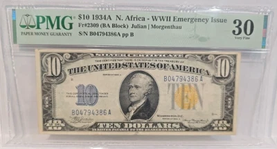1934A 1934 A North Africa WWII Emergency Issue $10 Silver Certificate Net XF - Image 1 of 2