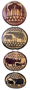 AUTHENTIC AFRICAN SERENGETI CALABASH/GOURD HAND CARVED WALL HANGING PRISTINE - Picture 1 of 6