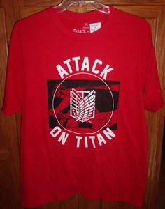Attack on Titan Big Men's Short Sleeve RED Anime Graphic Tee Shirt-  Size XL - Picture 1 of 4