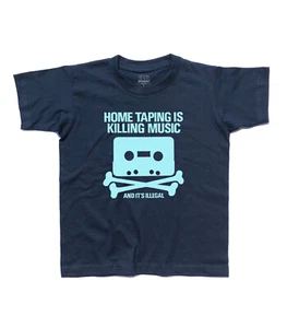 T-Shirt Bambino Home Taping Is Killing Music Audio Cassette Teschio Skull Stereo - Picture 1 of 3