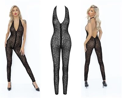 F286 Noir Handmade Body Overall Dessous schwarz Clubwear Catsuit Hosenanzug Neu - Bild 1 von 4