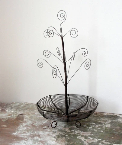 Antique Wire Jewelry tree Basket Cover