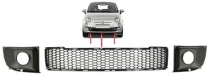 SET 3 STCK. STOßSTANGE VORNE LINKS + MITTE + RECHTS GRILL PASST FIAT 500 2007-2015 - Bild 1 von 12