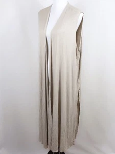 Lularoe Damen XL taupe beige lange offene Weste Strickjacke mit Seitenschlitz  - Bild 1 von 7