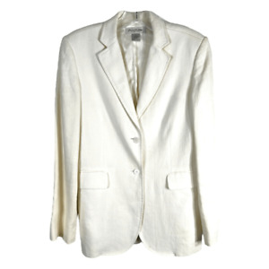 Brooks Brothers Size 4 Pantsuit White Irish Linen Blazer Trousers Cuffed Lined C