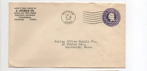 United States used entire U436 Putnam CT to Worcester MA map on back - Picture 1 of 2