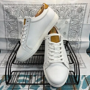 Allen Edmonds White Courtside Leather Sneakers 3580 Mens Size 8 Wide EUC - Picture 1 of 10